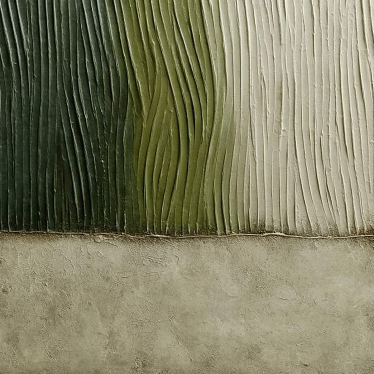 VERDANT GROOVE: Textured Wabi Sabi Abstract Landscape Painting