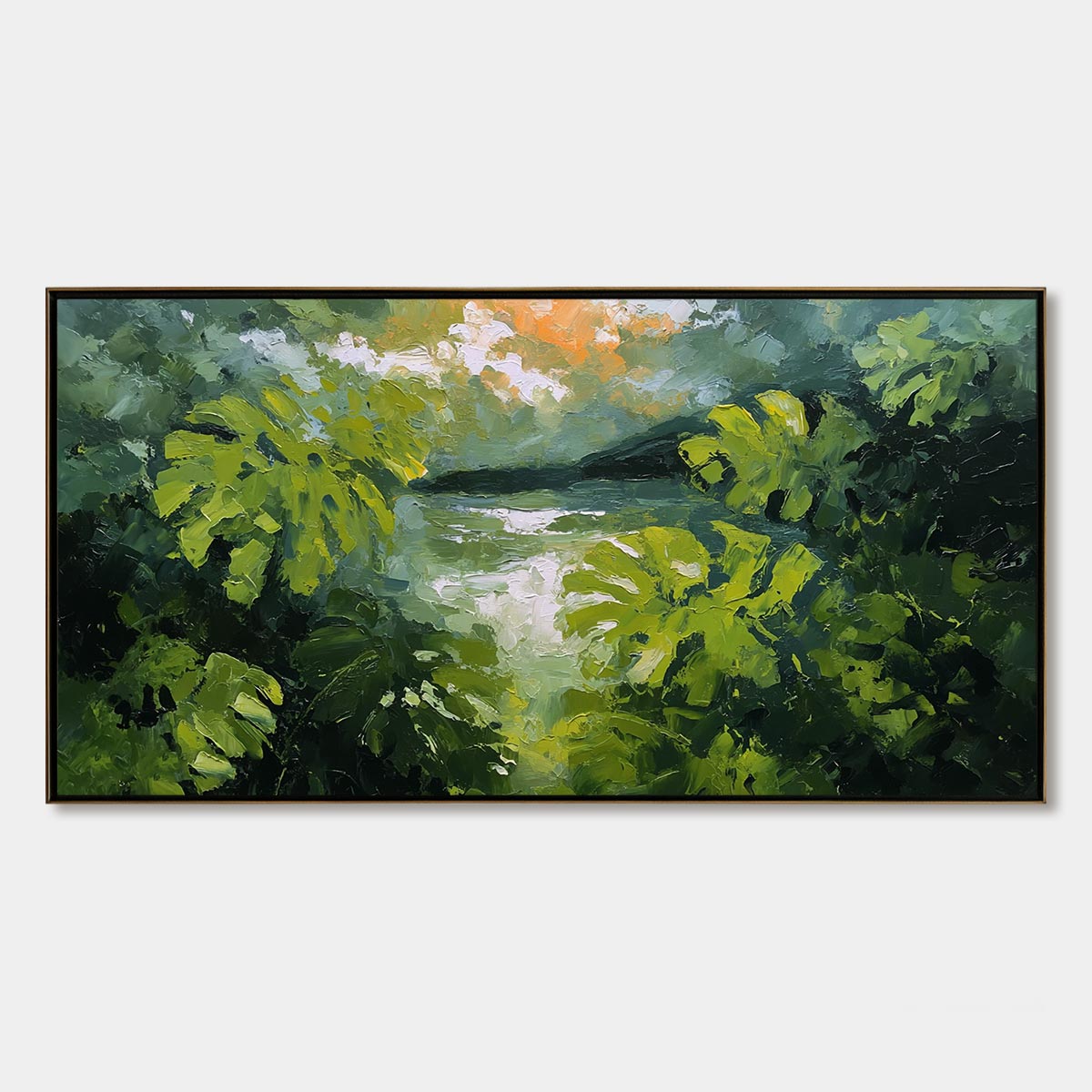 VERDANT HIDEAWAY: Textured Impasto Painting of a Forest Lake