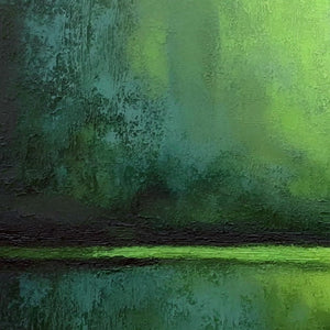 VERDANT HORIZON: Large Textured Green Abstract Landscape Painting