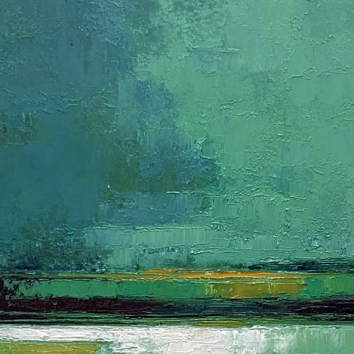 VERDANT HORIZON: Textured Wabi Sabi Abstract Landscape Painting