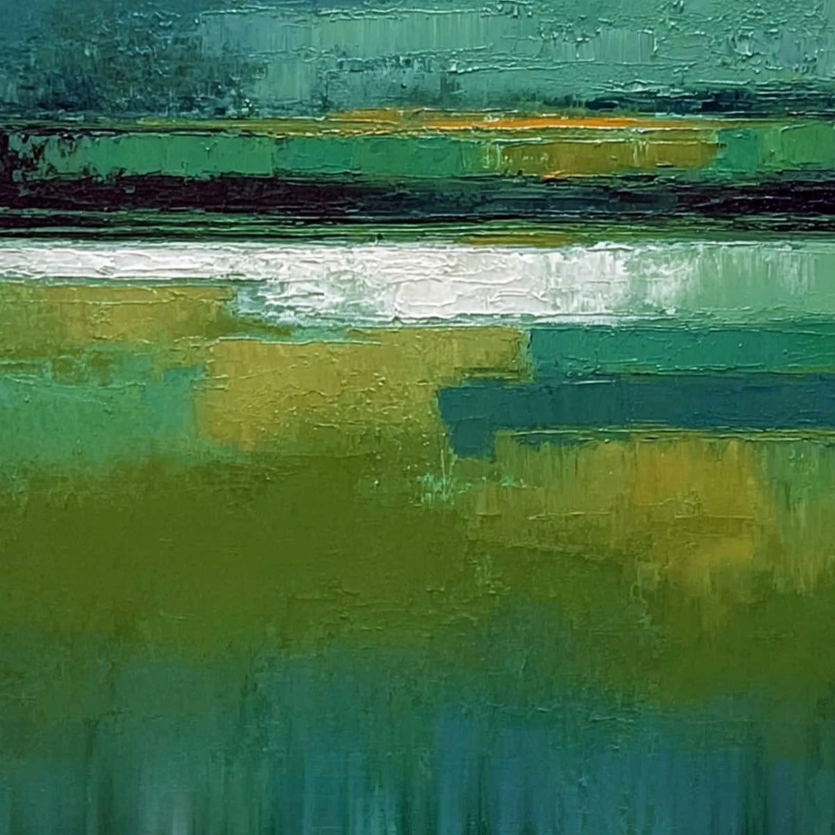 VERDANT HORIZON: Textured Wabi Sabi Abstract Landscape Painting