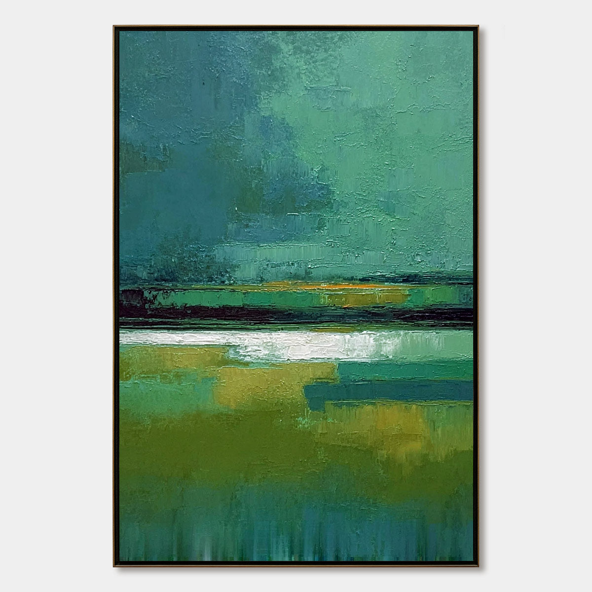 VERDANT HORIZON: Textured Wabi Sabi Abstract Landscape Painting