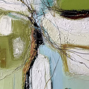 VERDANT NEXUS: Textured Abstract Painting with Green and Blue Hues