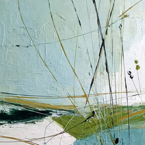 VERDANT PATH: Textured Abstract Green and White Landscape Painting