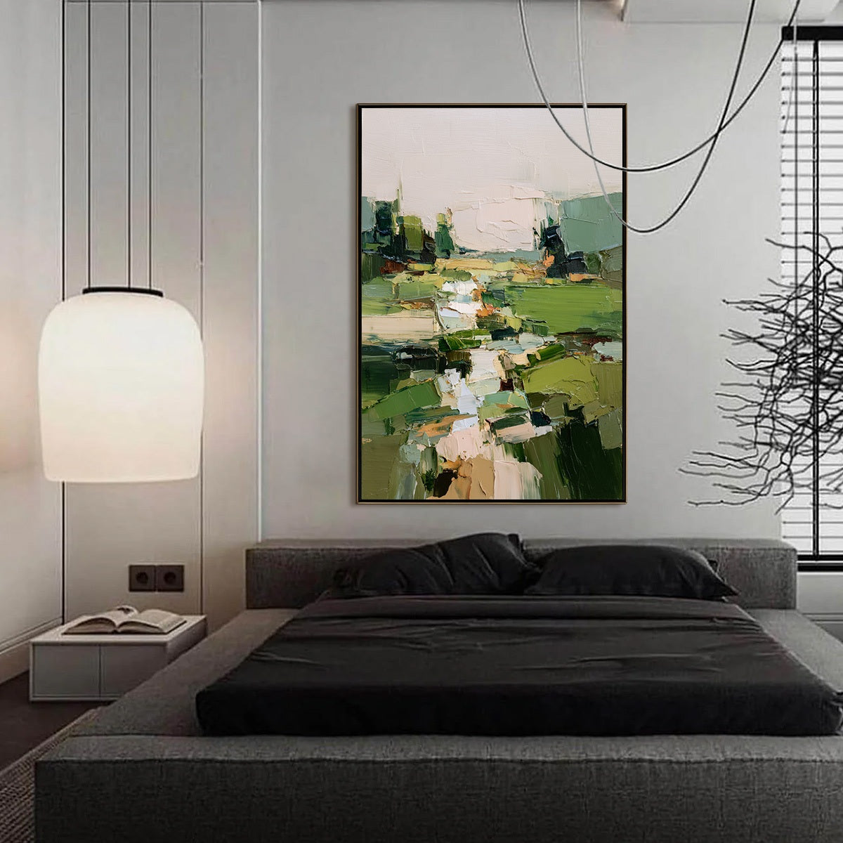 VERDANT PATH: Textured Abstract Landscape Oil Painting for Modern Home Decor