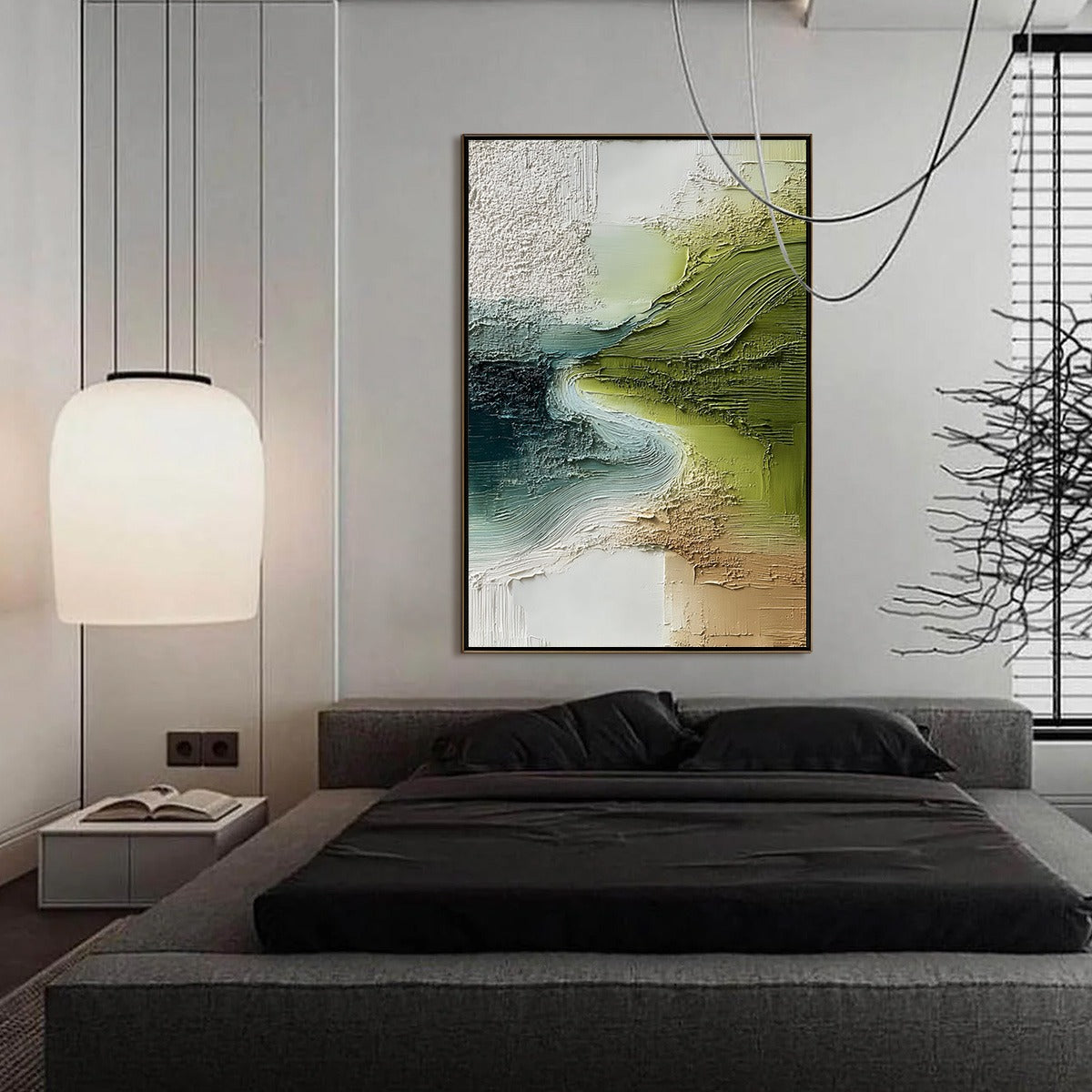 VERDANT PATH: Textured Wabi Sabi Abstract Landscape Painting