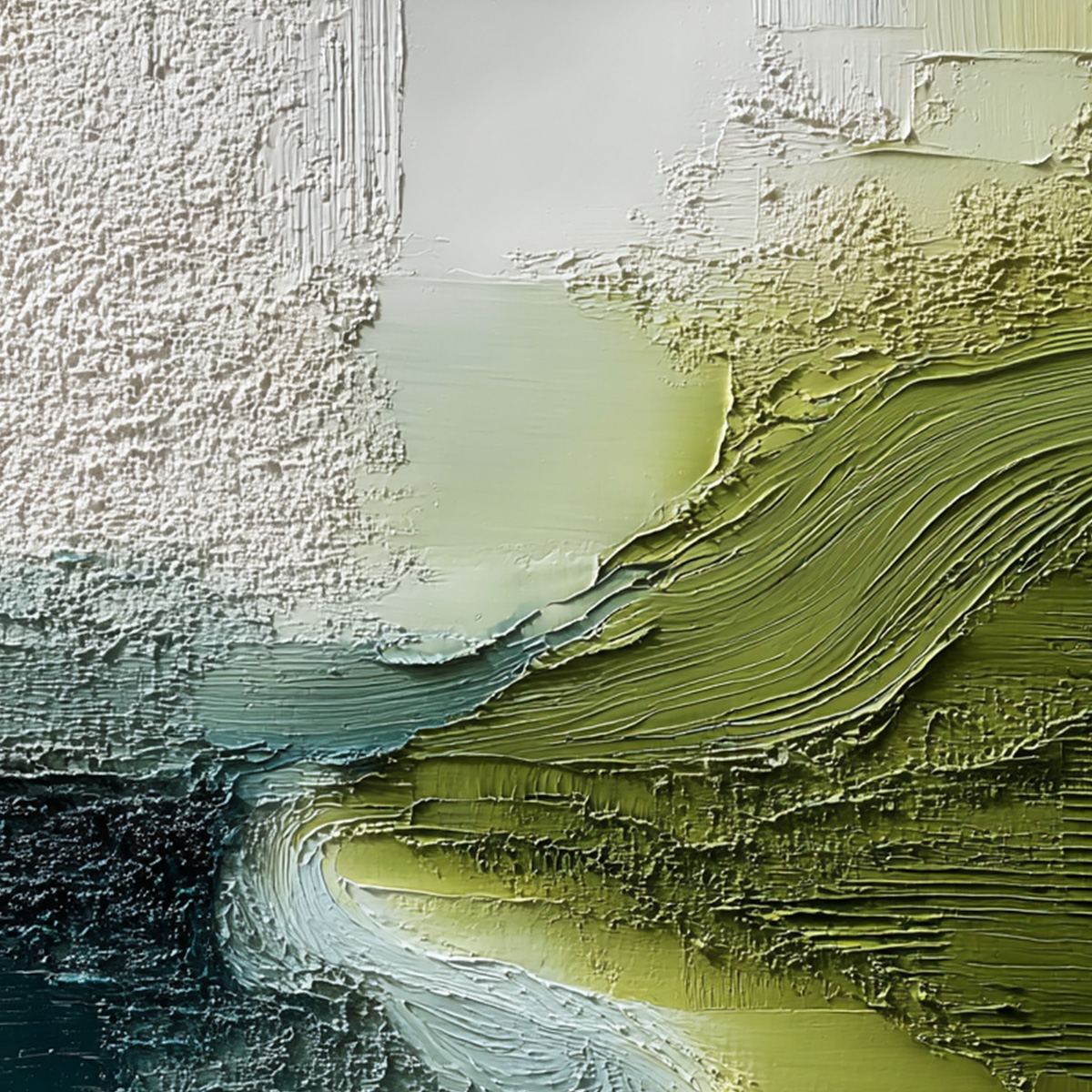 VERDANT PATH: Textured Wabi Sabi Abstract Landscape Painting