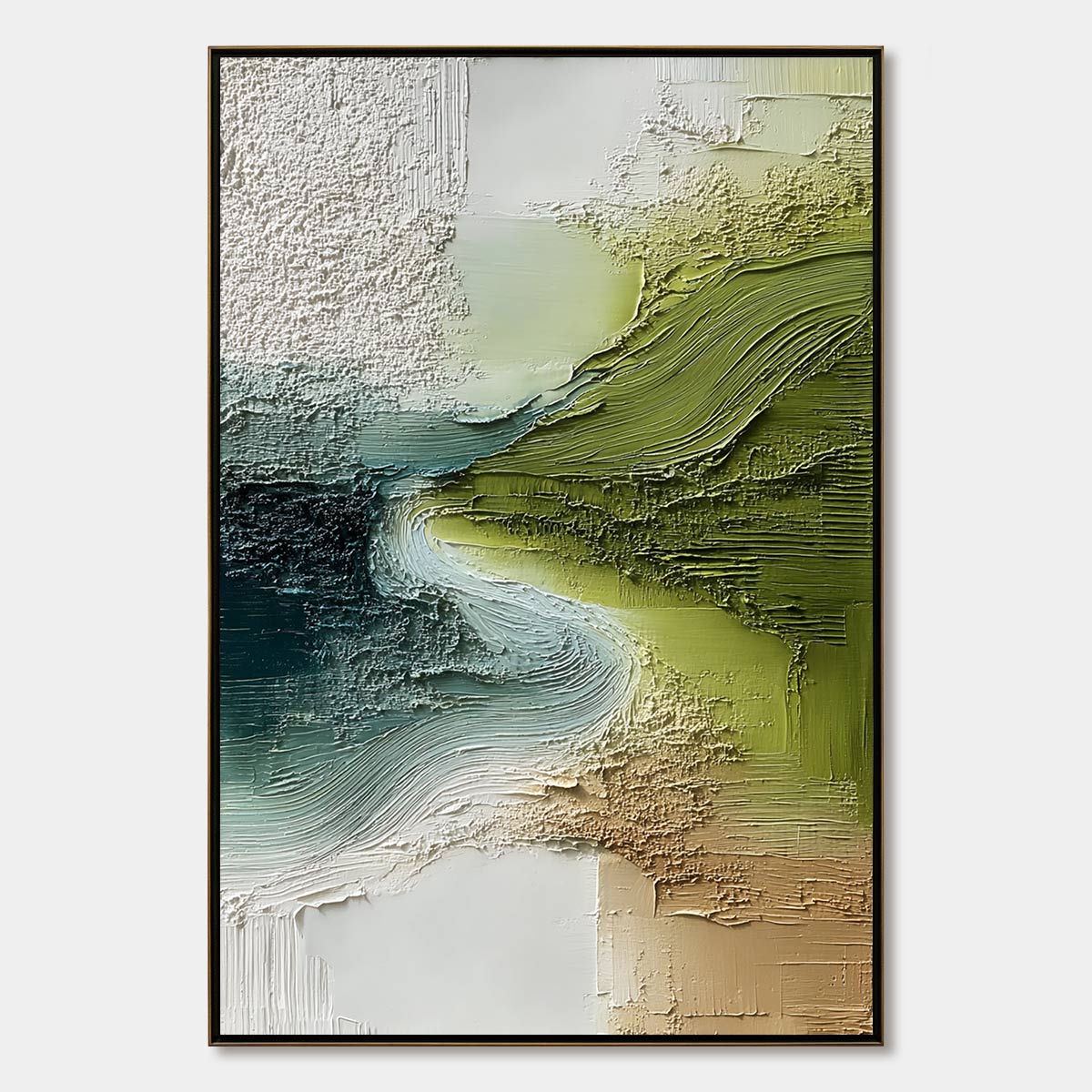VERDANT PATH: Textured Wabi Sabi Abstract Landscape Painting