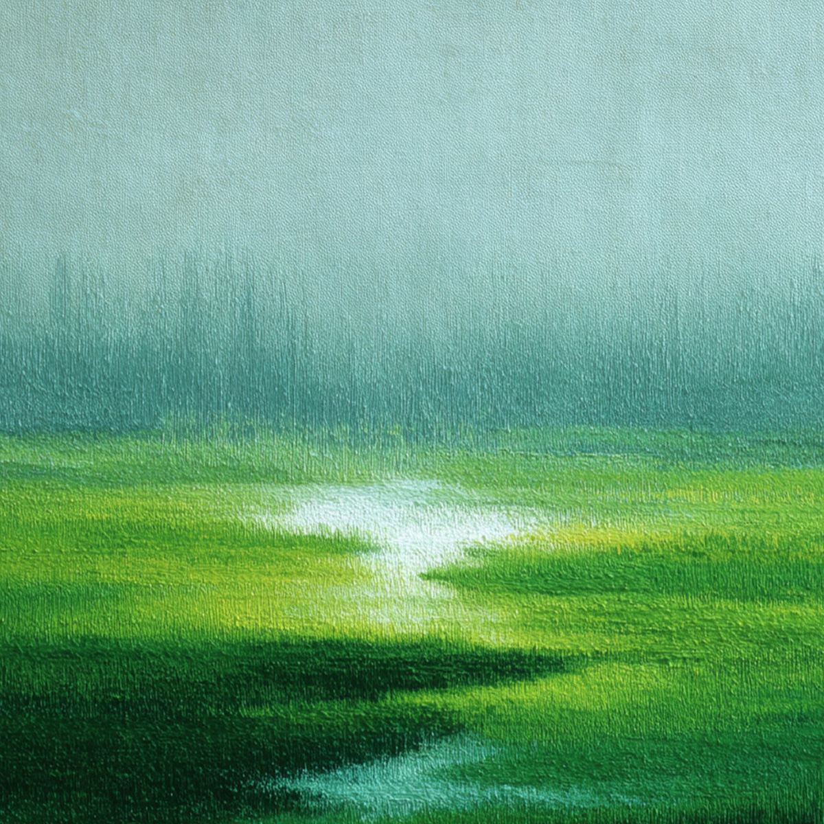VERDANT REVERIE: Abstract Green Landscape Oil Painting