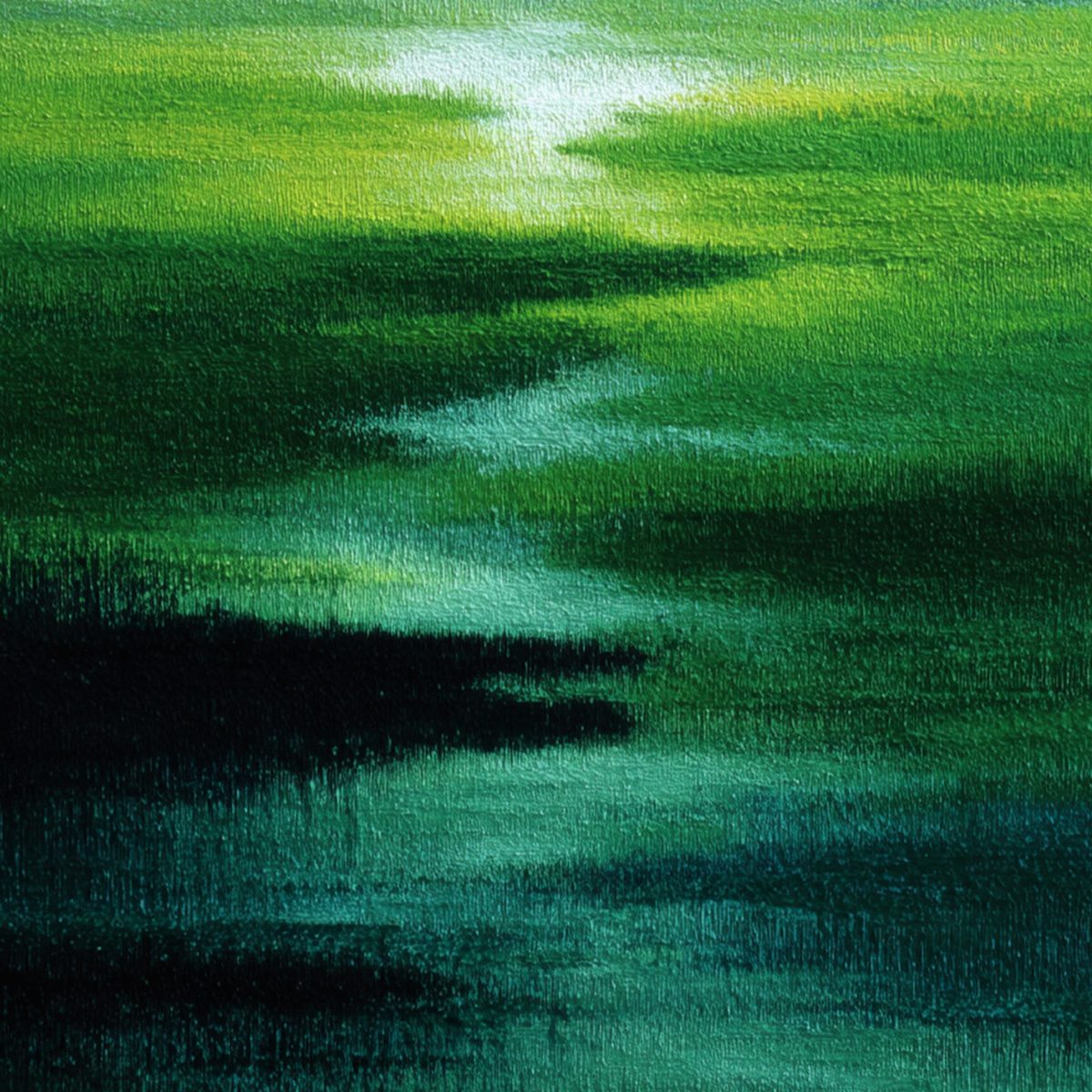 VERDANT REVERIE: Abstract Green Landscape Oil Painting