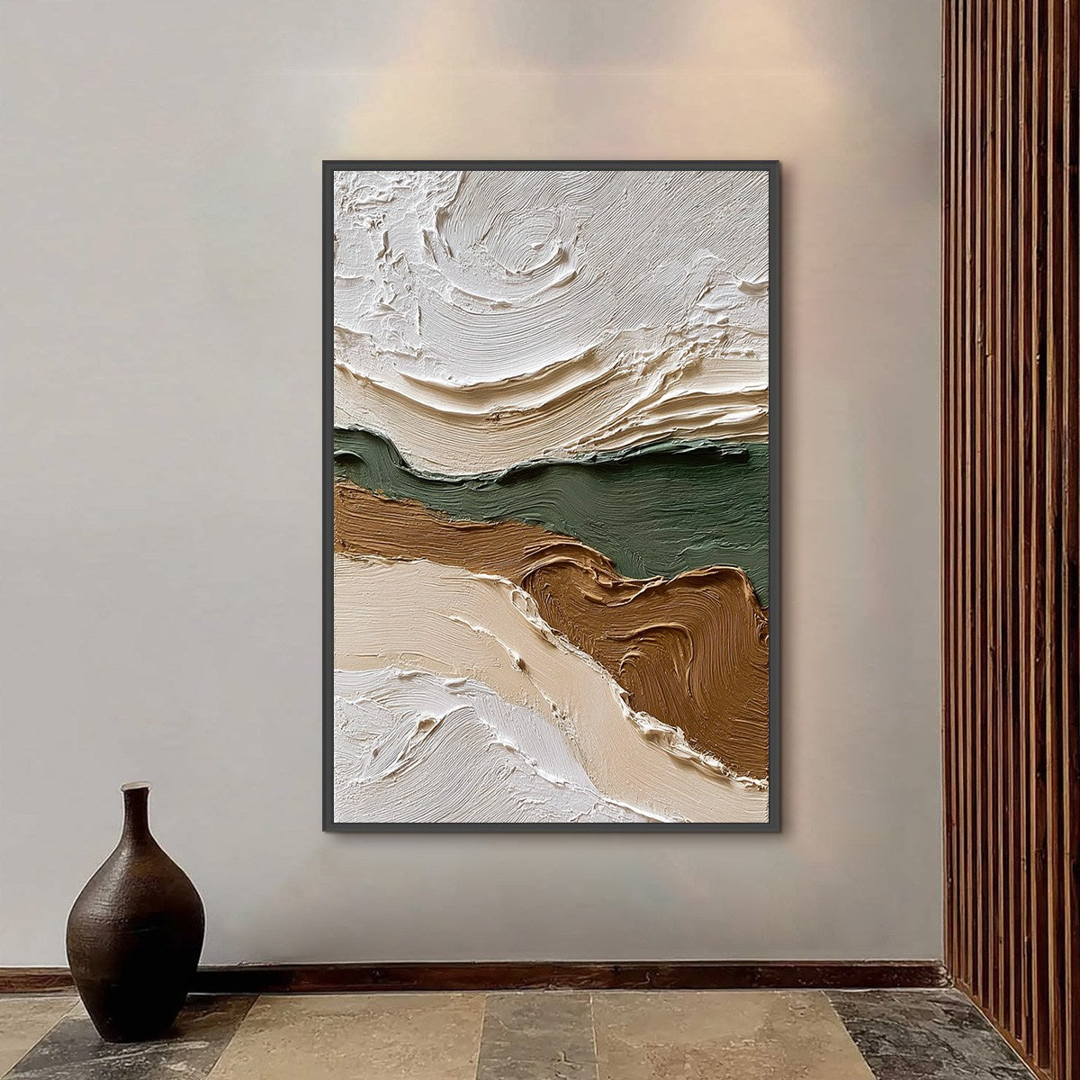 VERDANT RIDGE: Textured Wabi Sabi Abstract Landscape Painting
