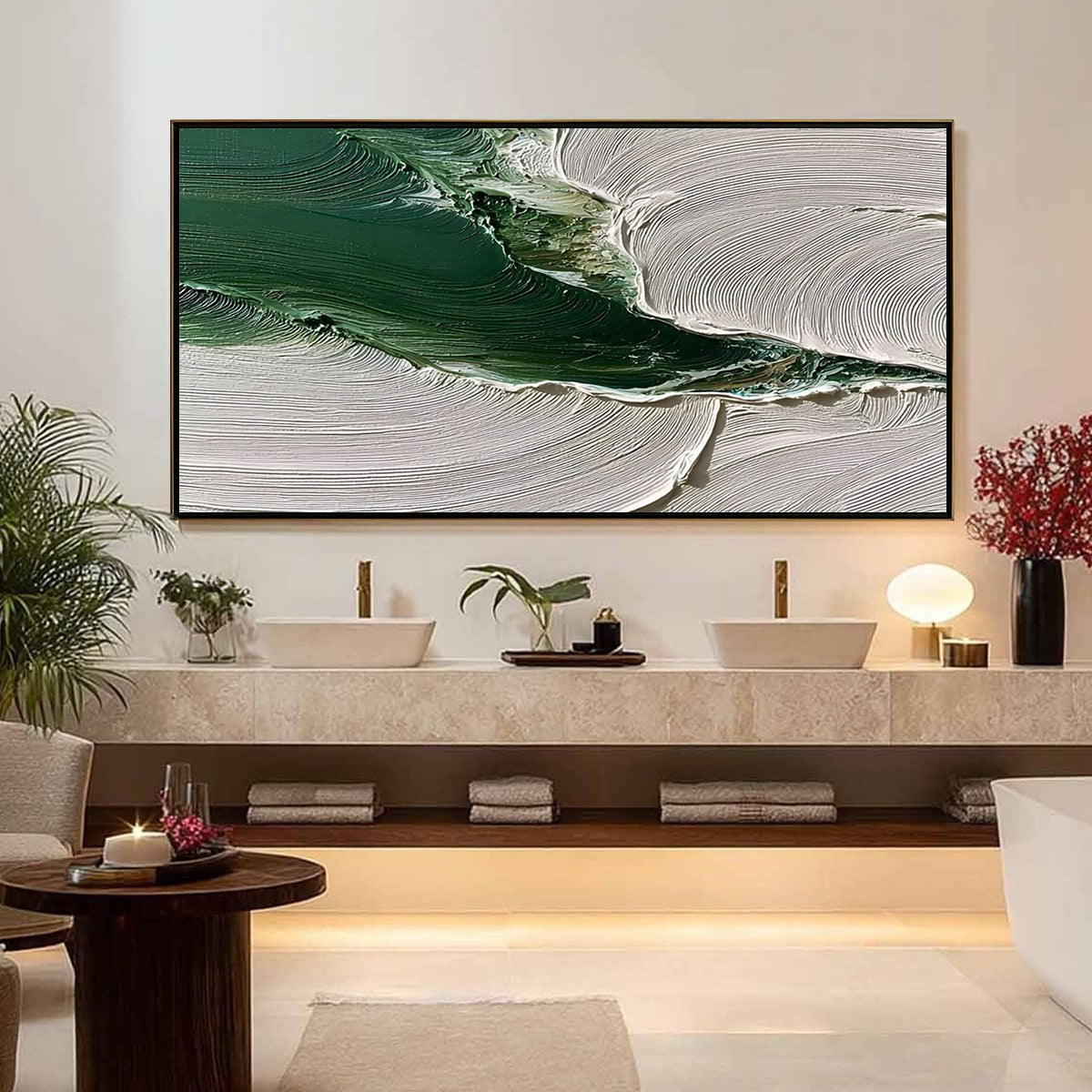 VERDANT RIFT: Heavy Texture Abstract Landscape Oil Painting