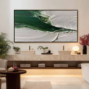 VERDANT RIFT: Heavy Texture Abstract Landscape Oil Painting