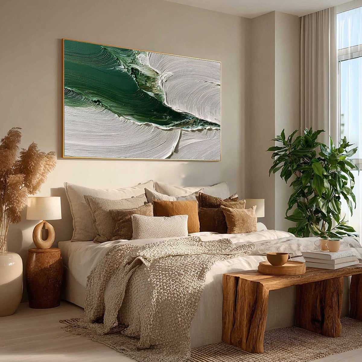 VERDANT RIFT: Heavy Texture Abstract Landscape Oil Painting