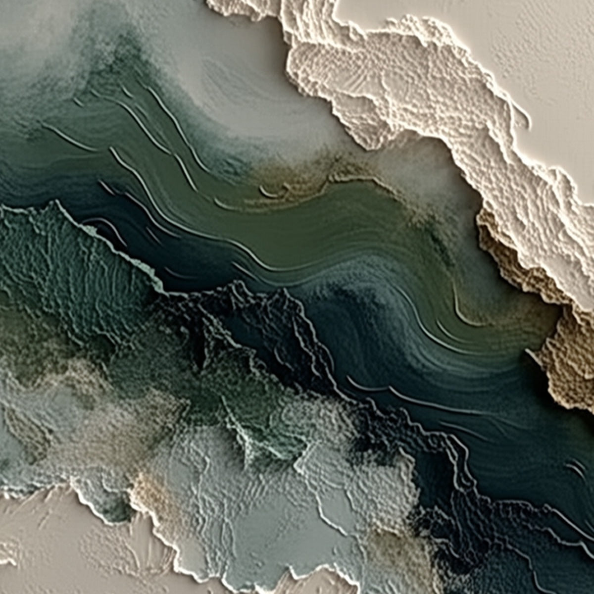 VERDANT RIFT: Textured Wabi Sabi Abstract Landscape Painting