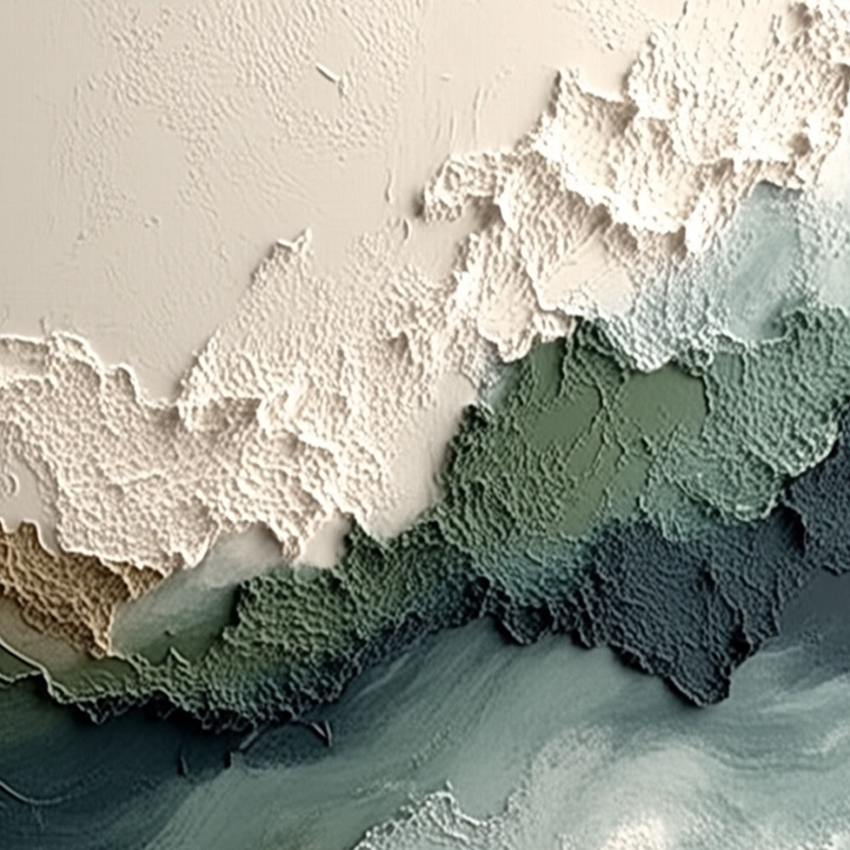 VERDANT RIFT: Textured Wabi Sabi Abstract Landscape Painting