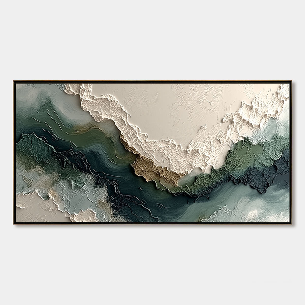 Verdant Rift | Textured Green Abstract Landscape Oil Painting