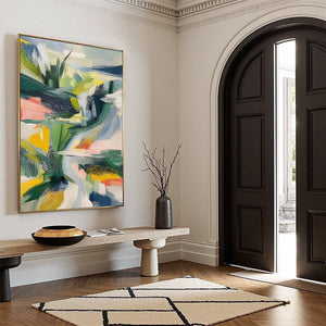 VERDANT RUSH: Vibrant Textured Abstract Landscape Painting