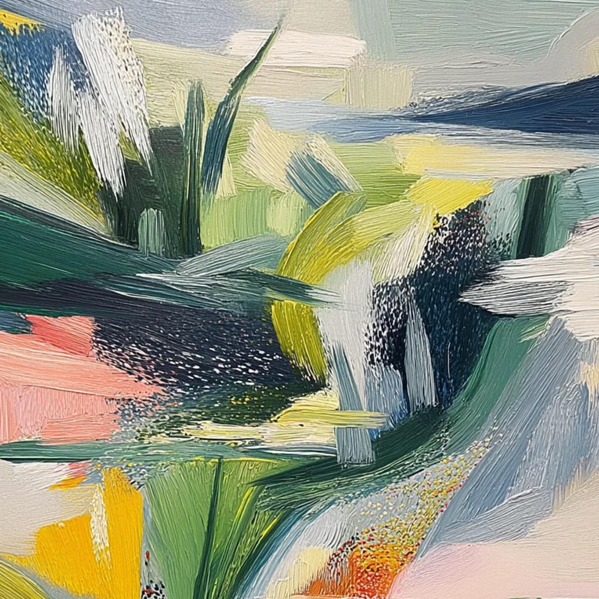 VERDANT RUSH: Vibrant Textured Abstract Landscape Painting