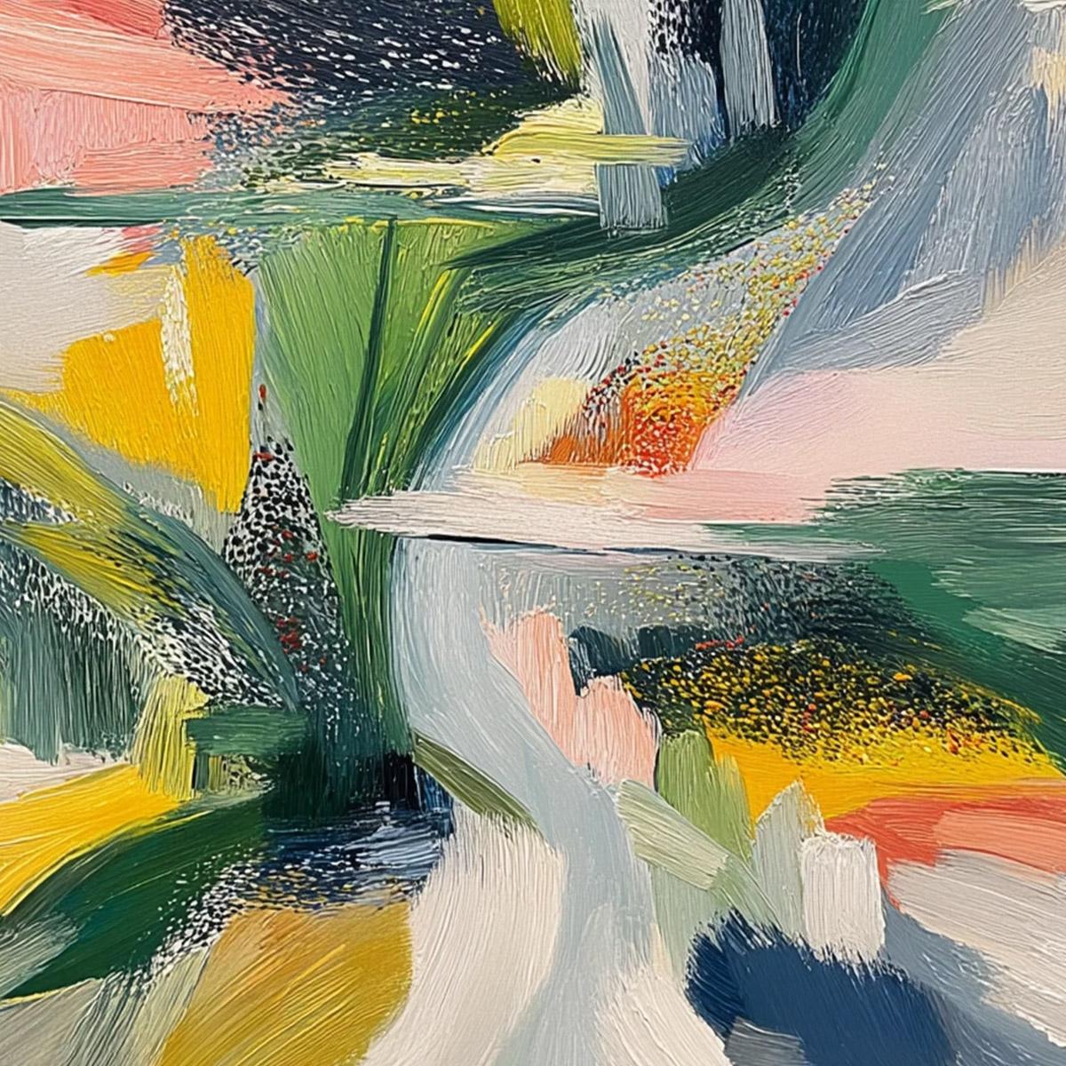 VERDANT RUSH: Vibrant Textured Abstract Landscape Painting