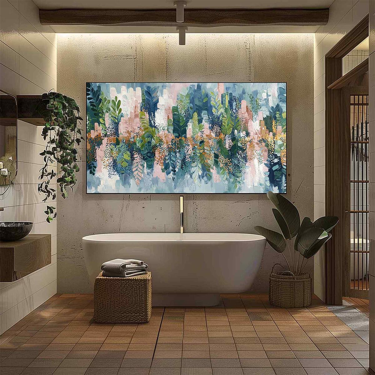 VERDANT SANCTUARY: Colorful Abstract Botanical Textured Painting