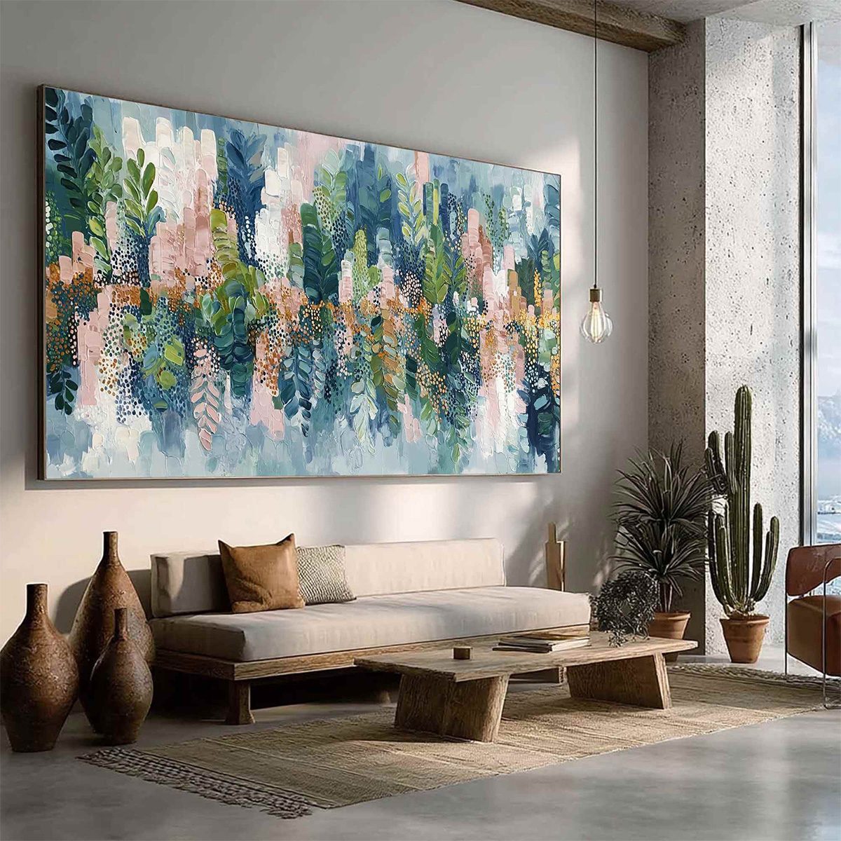 VERDANT SANCTUARY: Colorful Abstract Botanical Textured Painting