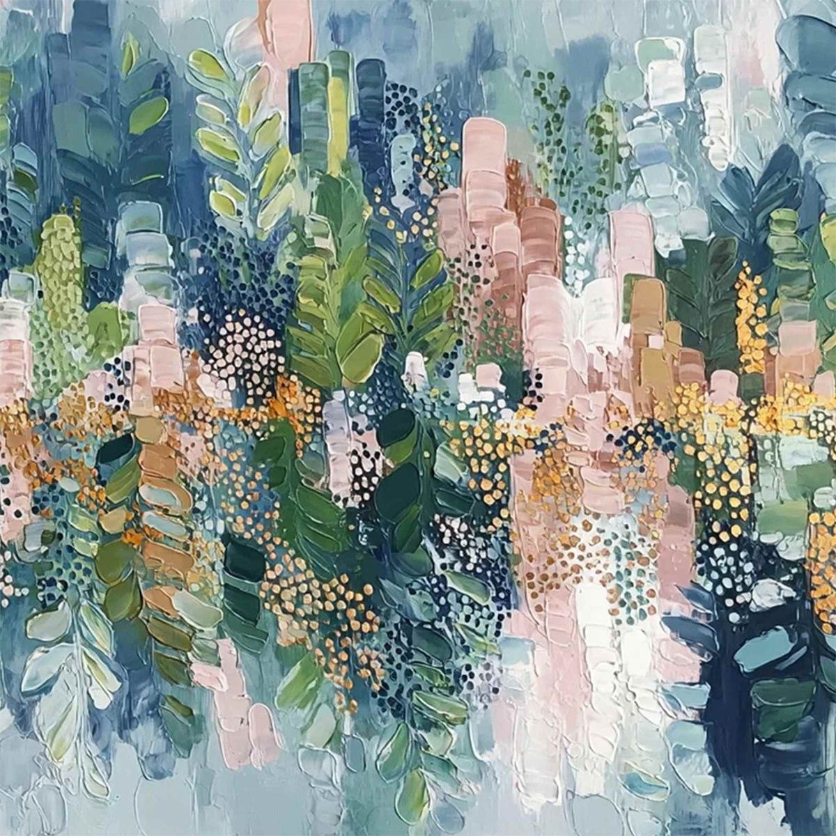 VERDANT SANCTUARY: Colorful Abstract Botanical Textured Painting