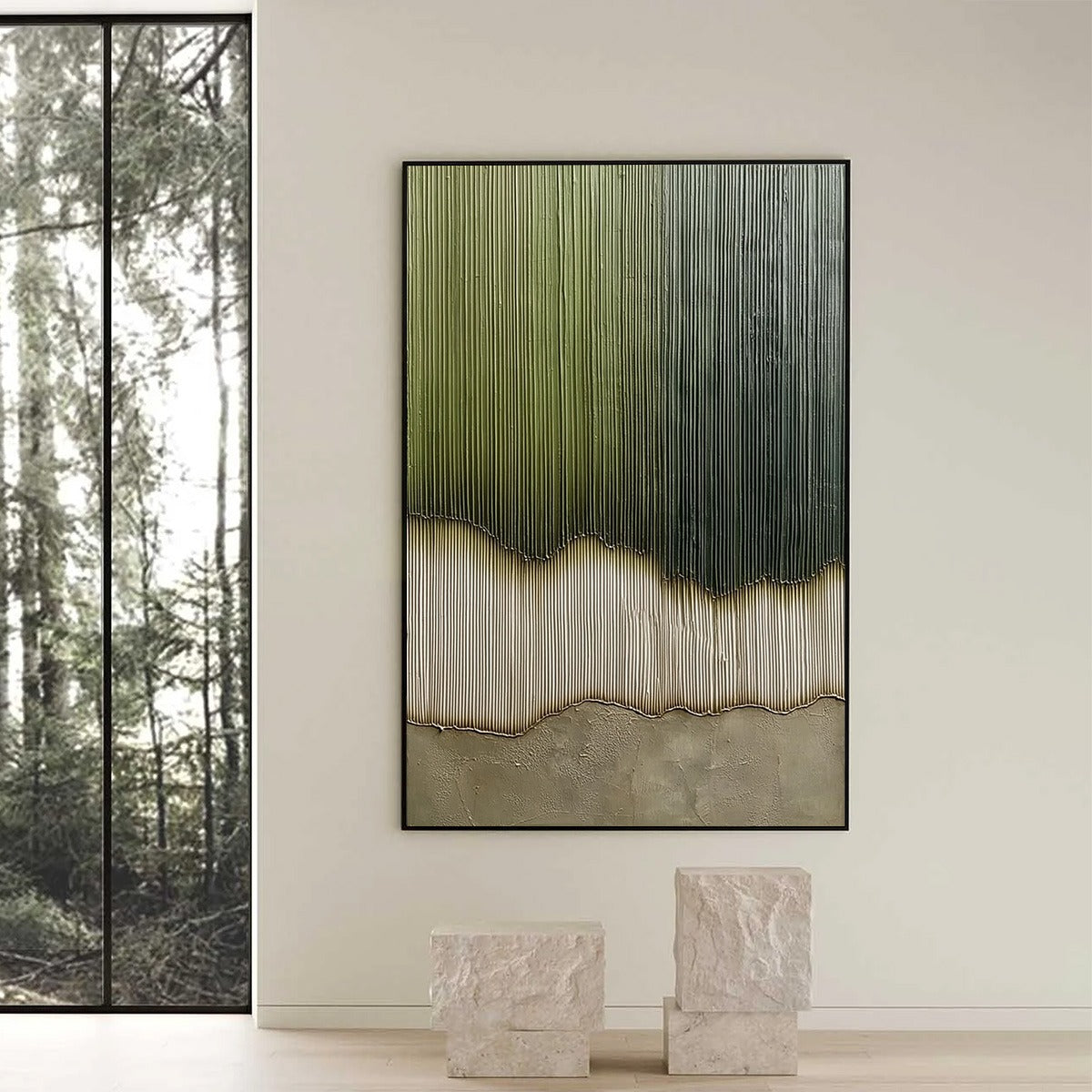VERDANT STRATA: Textured Wabi Sabi Abstract Earth Painting