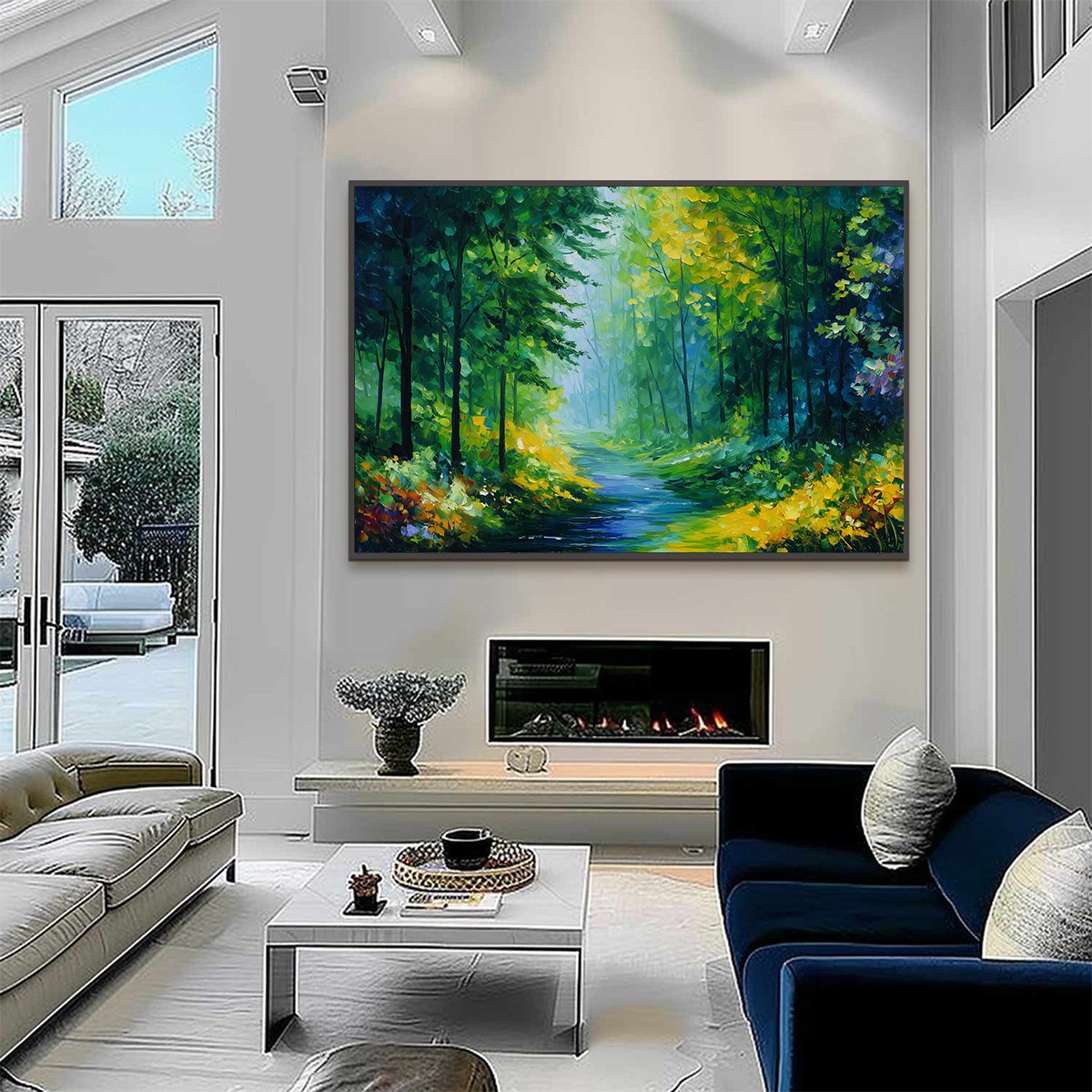 VERDANT WHISPER: Textured Palette Knife Forest Landscape Oil Painting