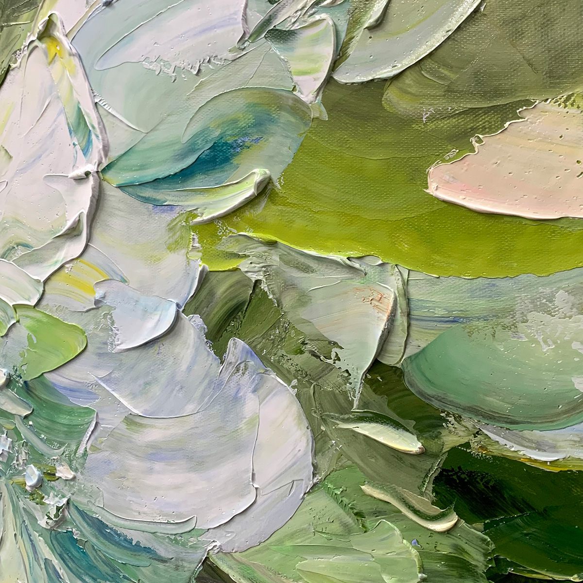 VERDANT BLOOM: Textured Abstract Floral Painting