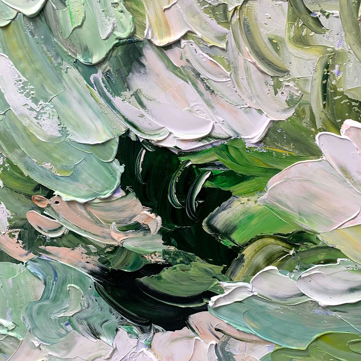 VERDANT BLOOM: Textured Abstract Floral Painting