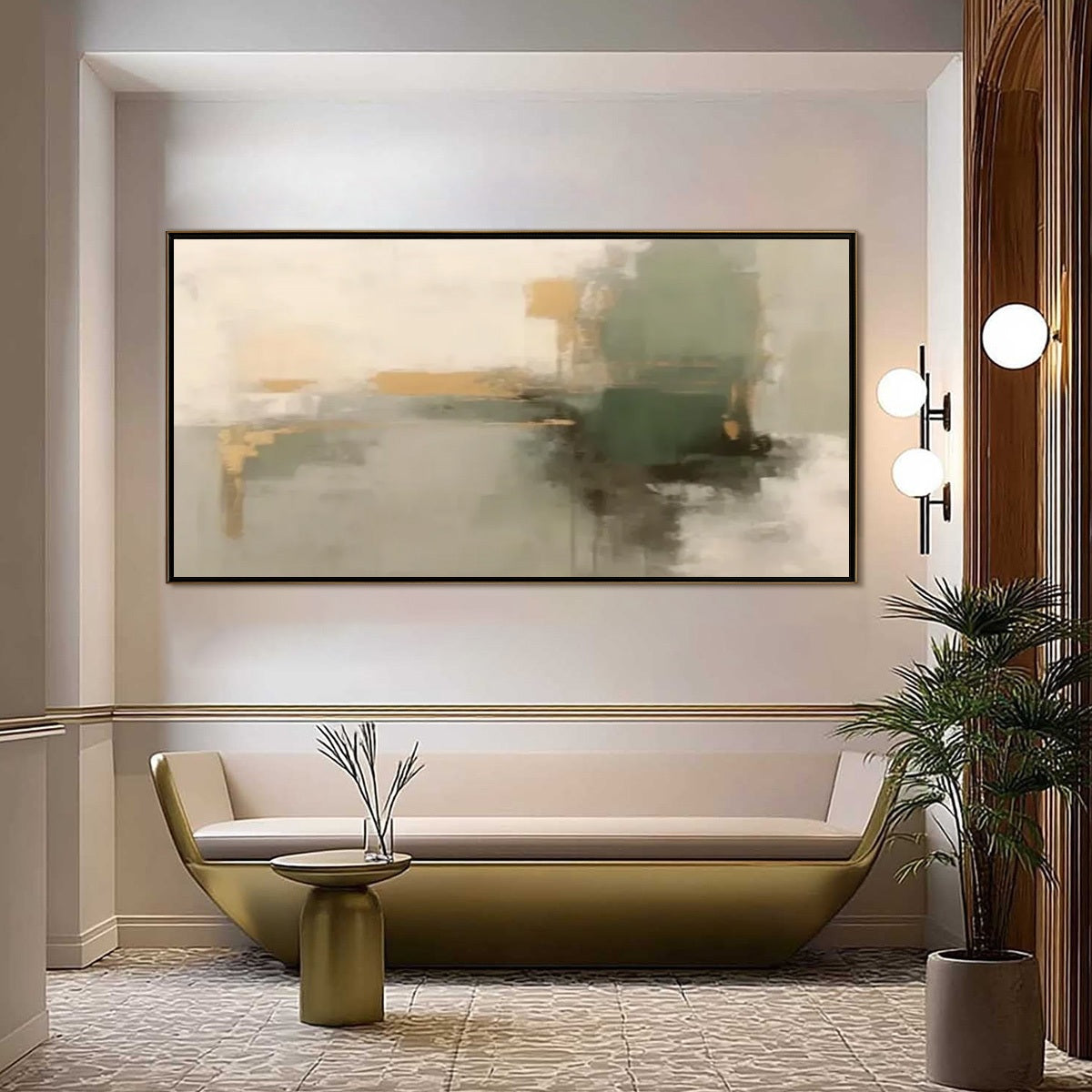 VERDANT ECHO: Wabi Sabi Abstract Landscape Painting