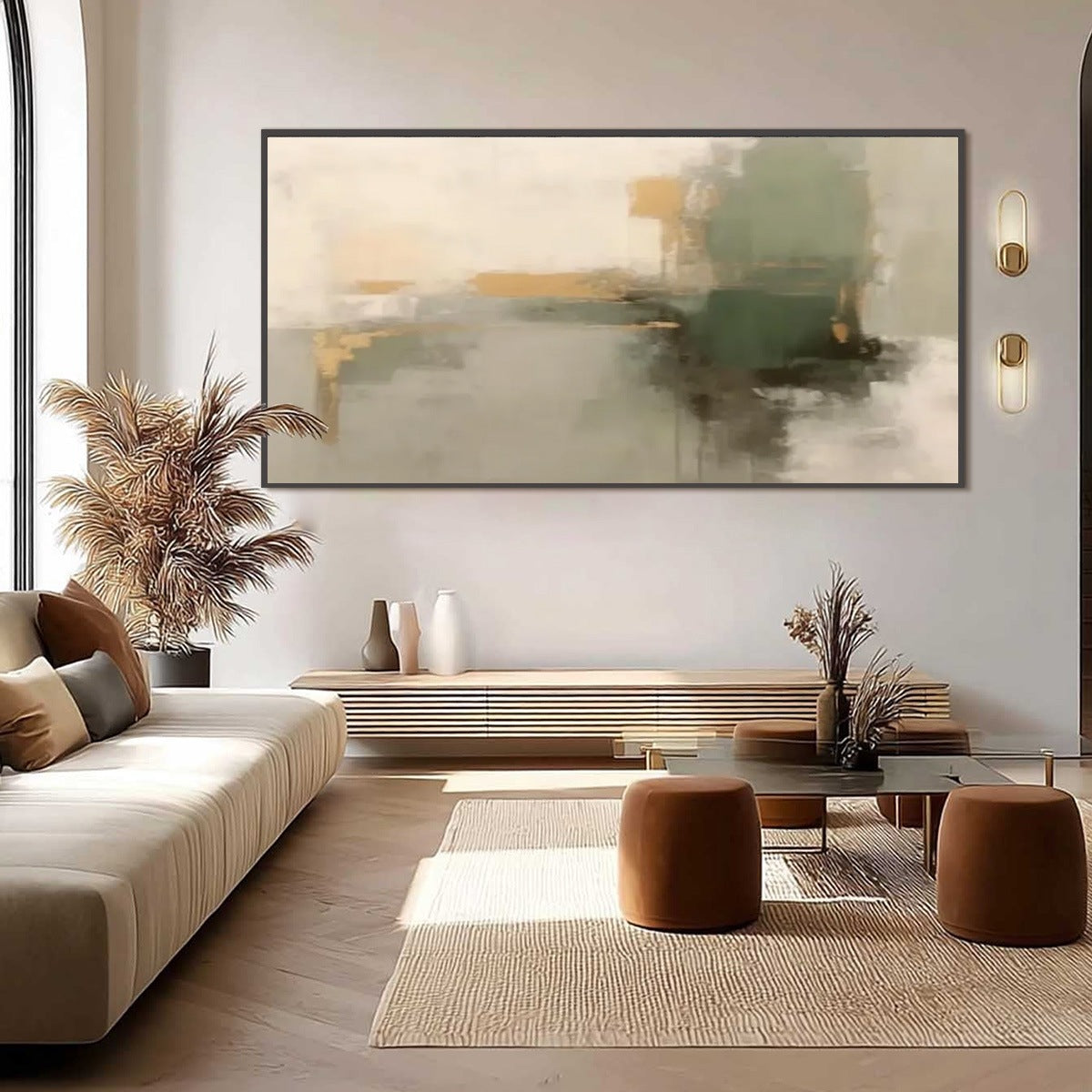 VERDANT ECHO: Wabi Sabi Abstract Landscape Painting