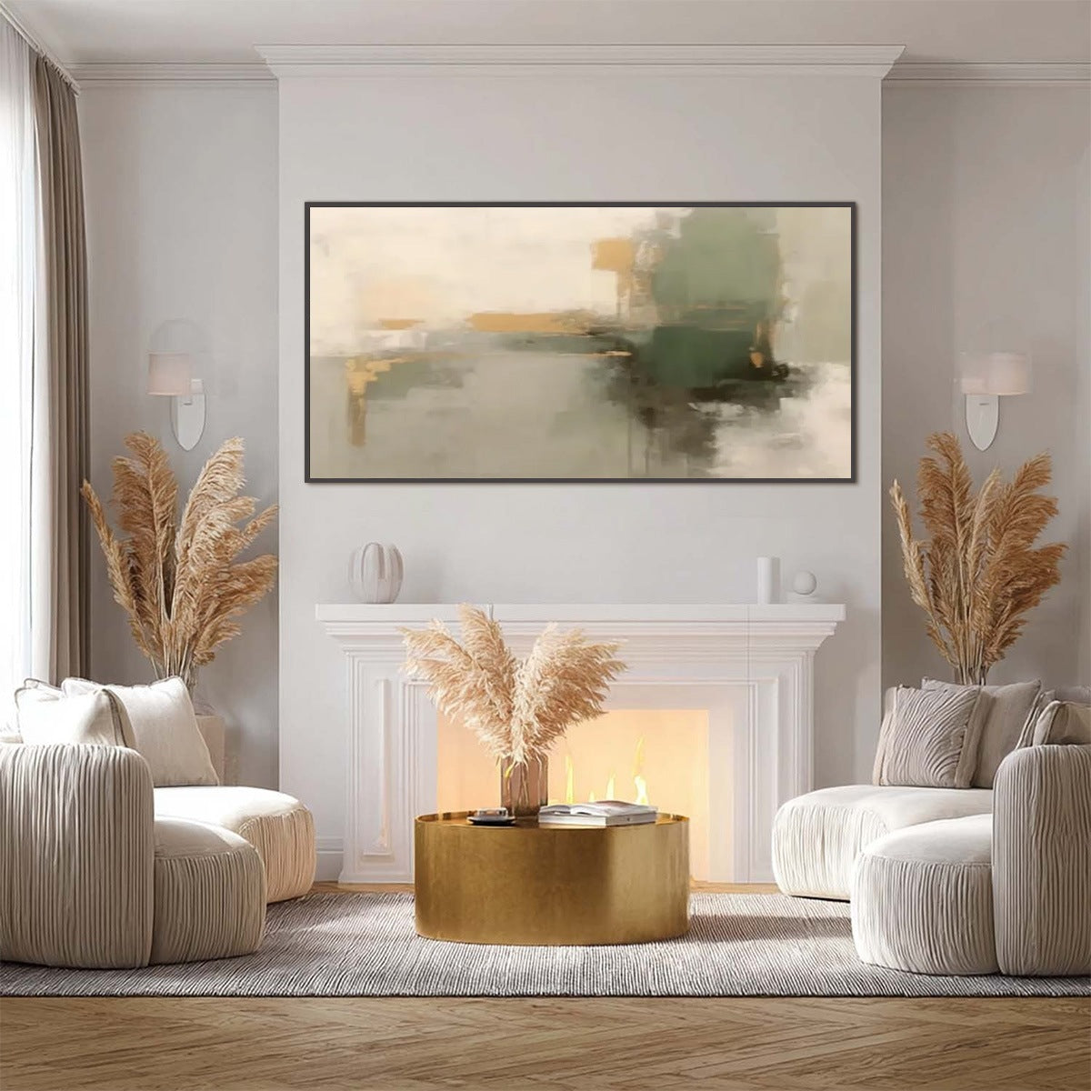 VERDANT ECHO: Wabi Sabi Abstract Landscape Painting