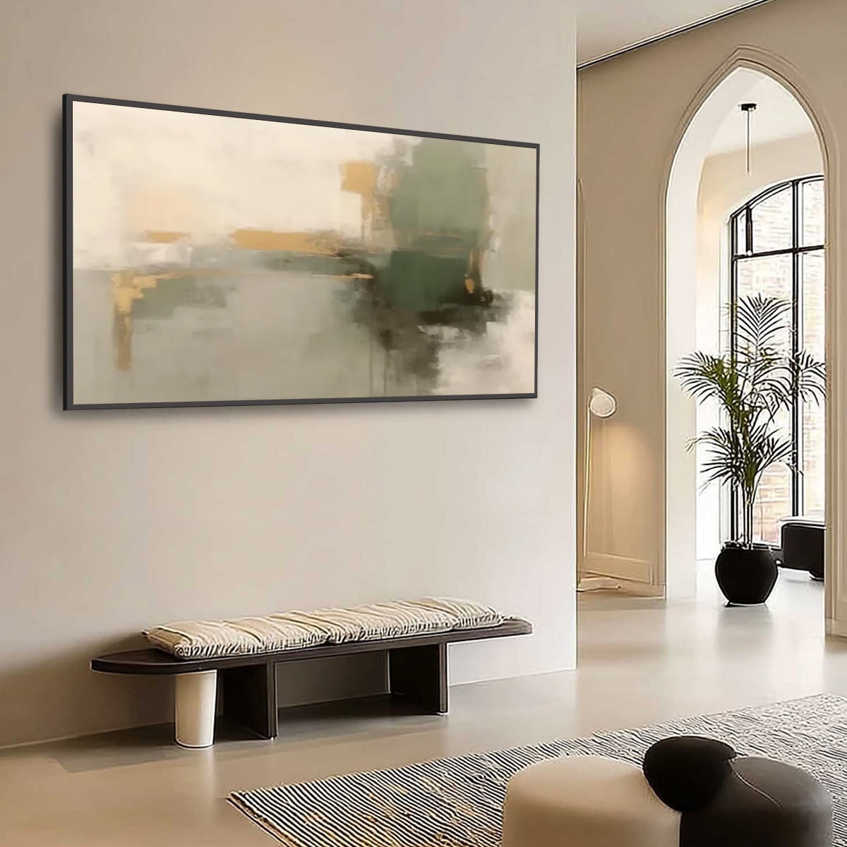 VERDANT ECHO: Wabi Sabi Abstract Landscape Painting