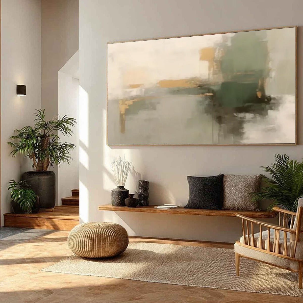 VERDANT ECHO: Wabi Sabi Abstract Landscape Painting