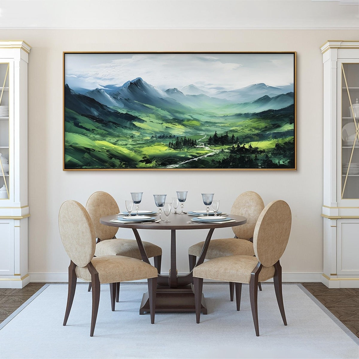 VERDANT VALLEY VISTA: Textured Abstract Landscape Oil Painting