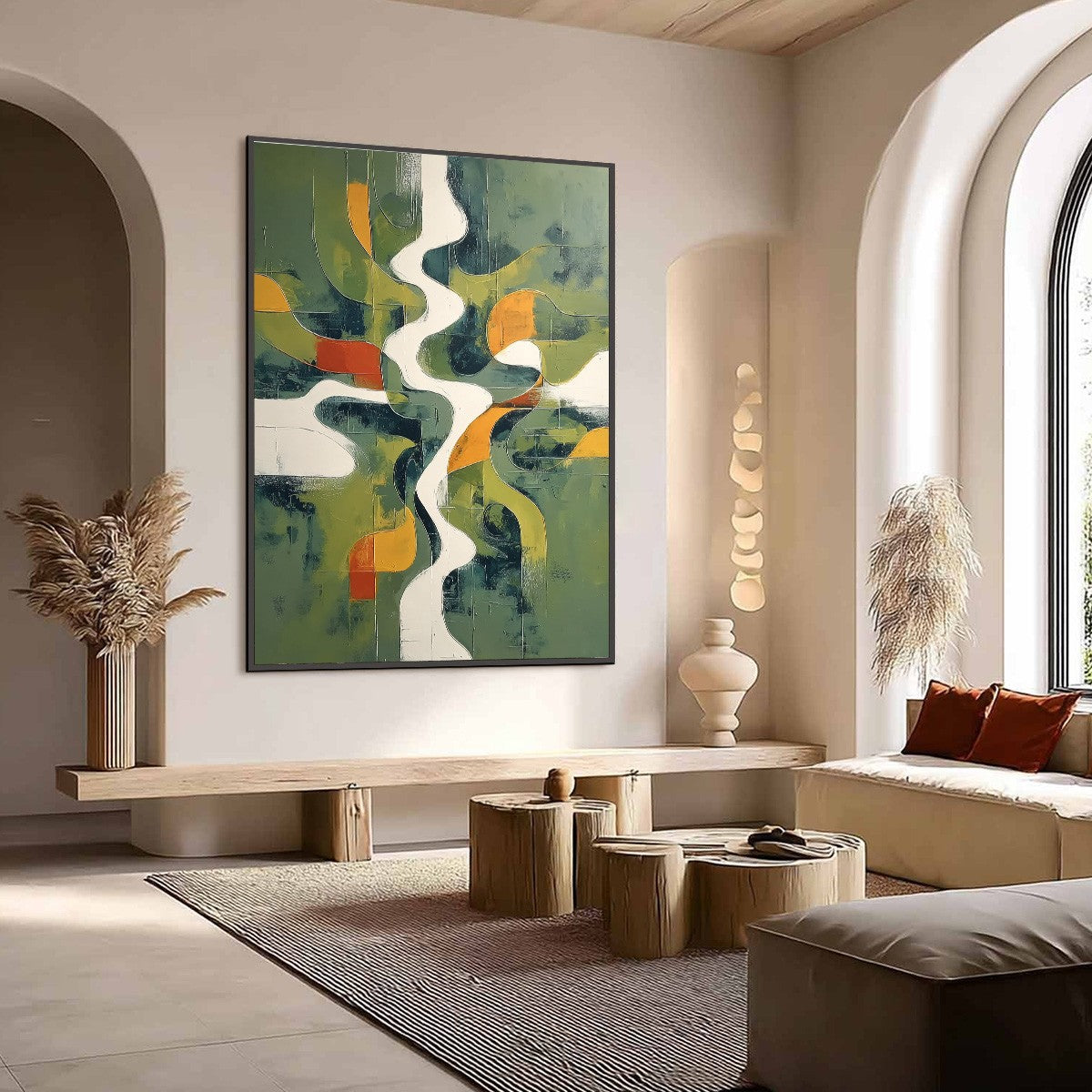 VERIDIAN FLOW: Textured Modern Abstract Landscape Painting