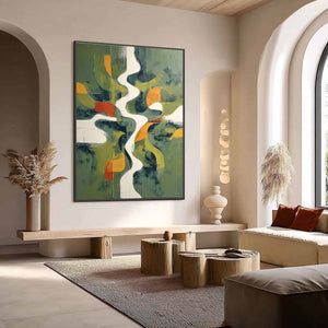 VERIDIAN FLOW: Textured Modern Abstract Landscape Painting