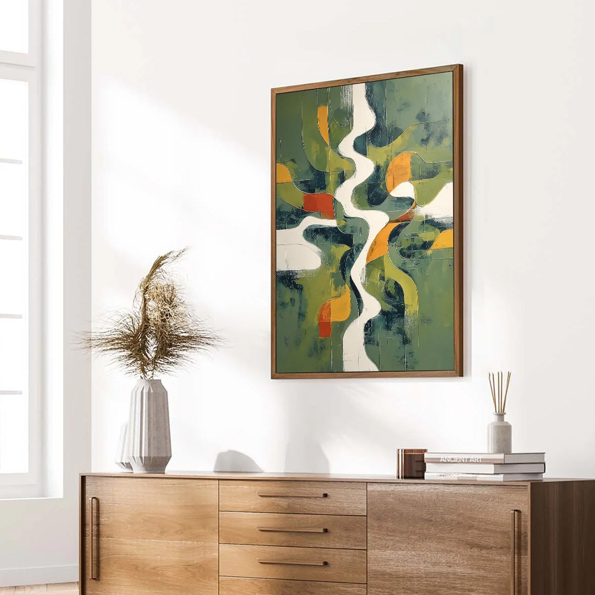 VERIDIAN FLOW: Textured Modern Abstract Landscape Painting