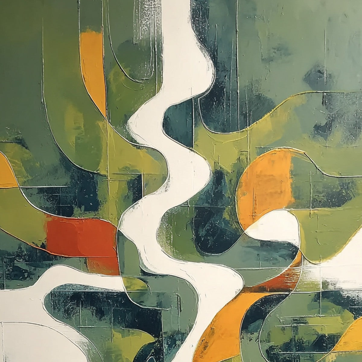 VERIDIAN FLOW: Textured Modern Abstract Landscape Painting