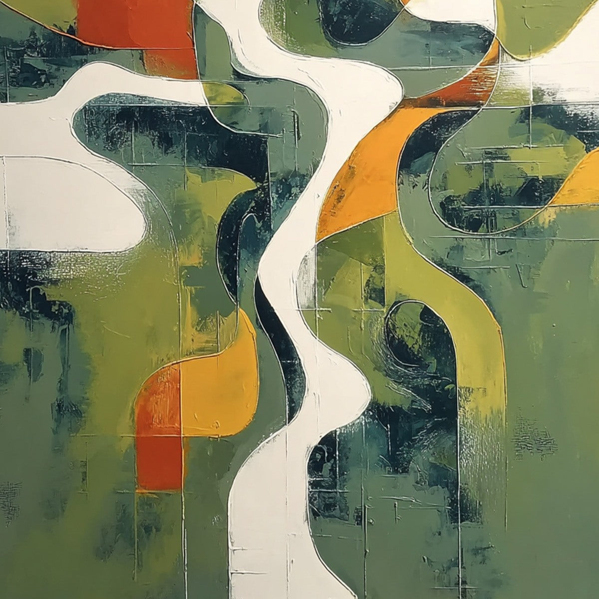 VERIDIAN FLOW: Textured Modern Abstract Landscape Painting