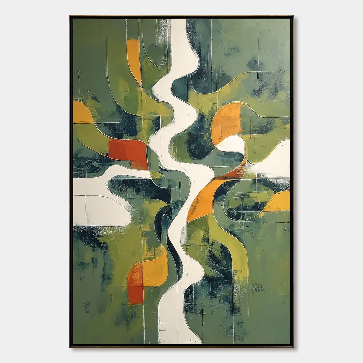 VERIDIAN FLOW: Textured Modern Abstract Landscape Painting