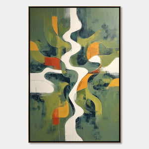 VERIDIAN FLOW: Textured Modern Abstract Landscape Painting