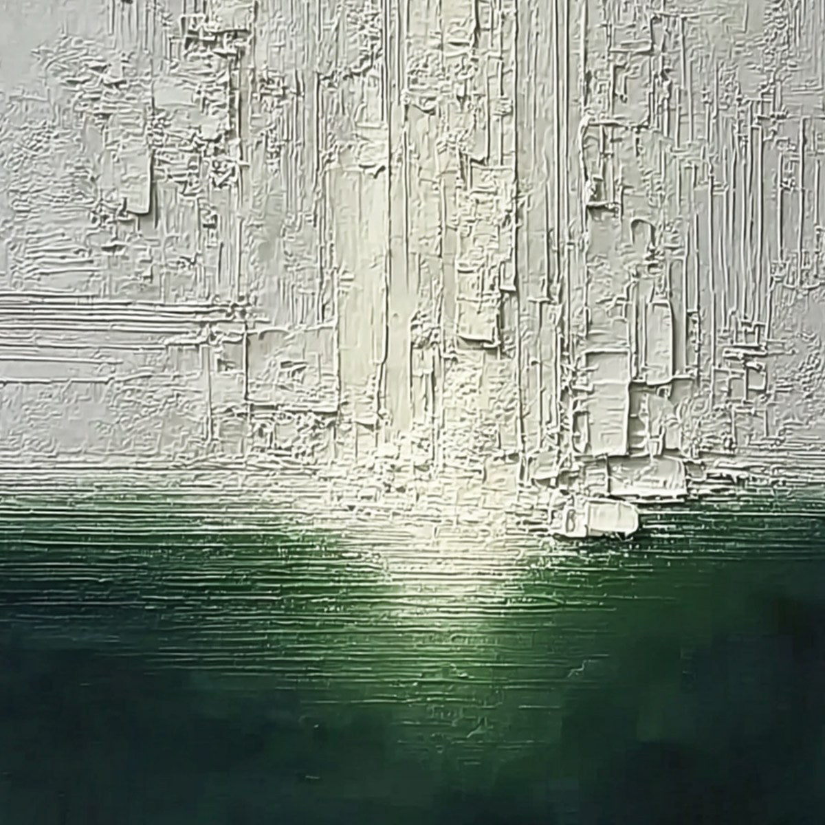 VERIDIAN HORIZON: Textured Wabi Sabi Abstract Landscape Painting