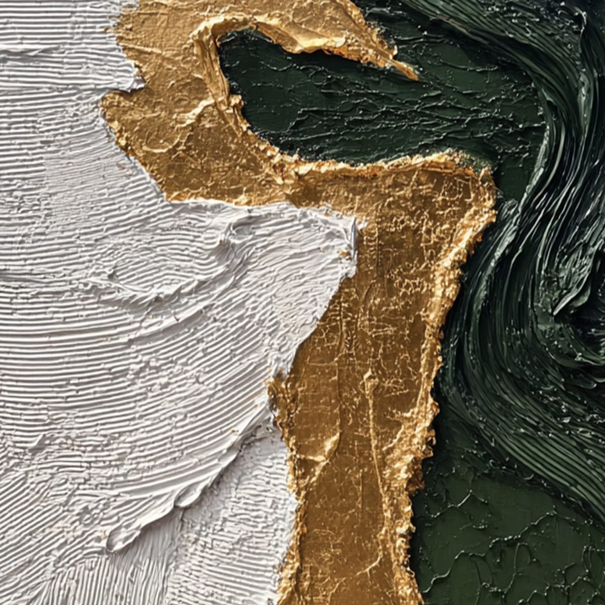VERIDIAN RIFT: Large Vertical Textured Abstract Green and Gold Painting