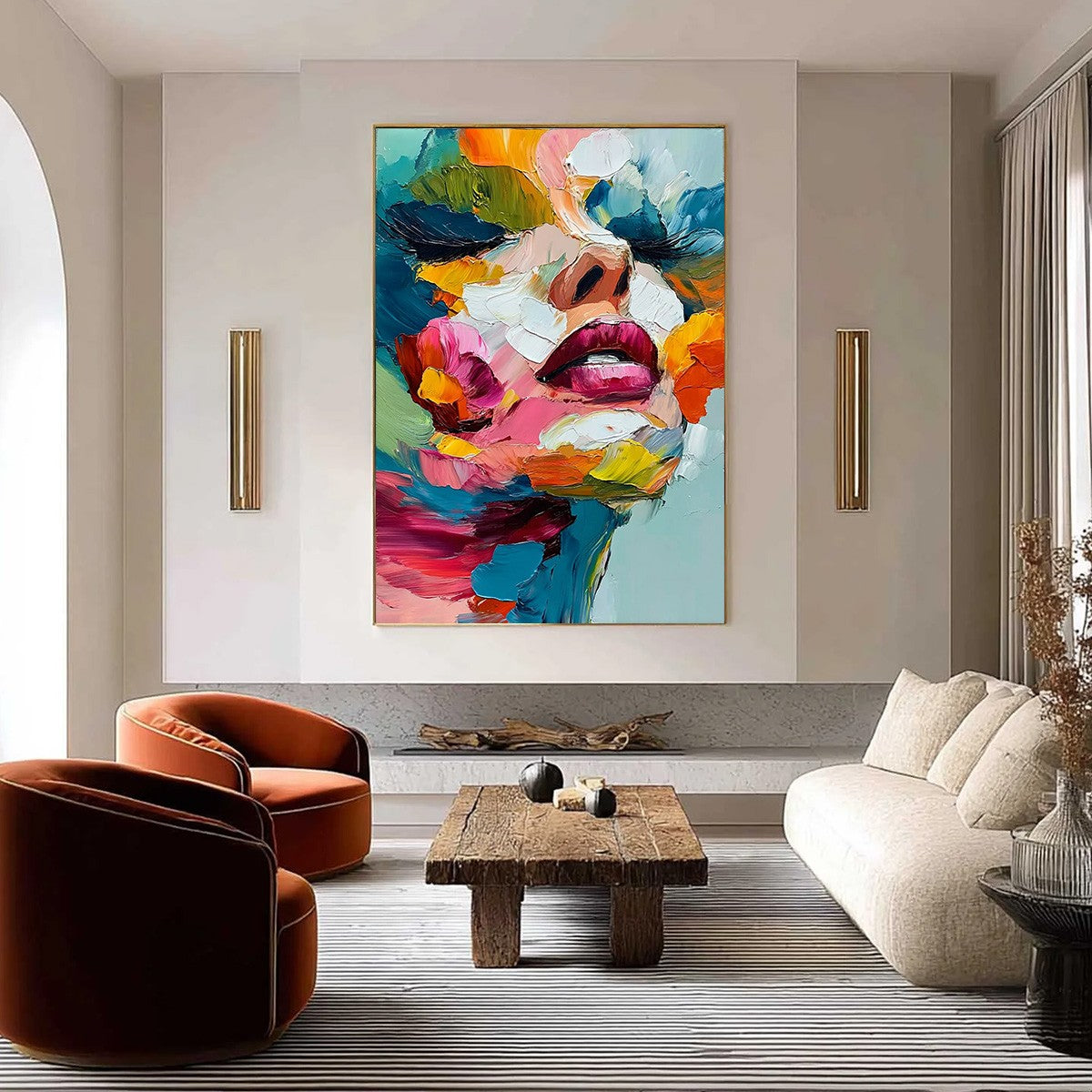 VIBRANT REPOSE: Colorful Abstract Portrait Impasto Oil Painting