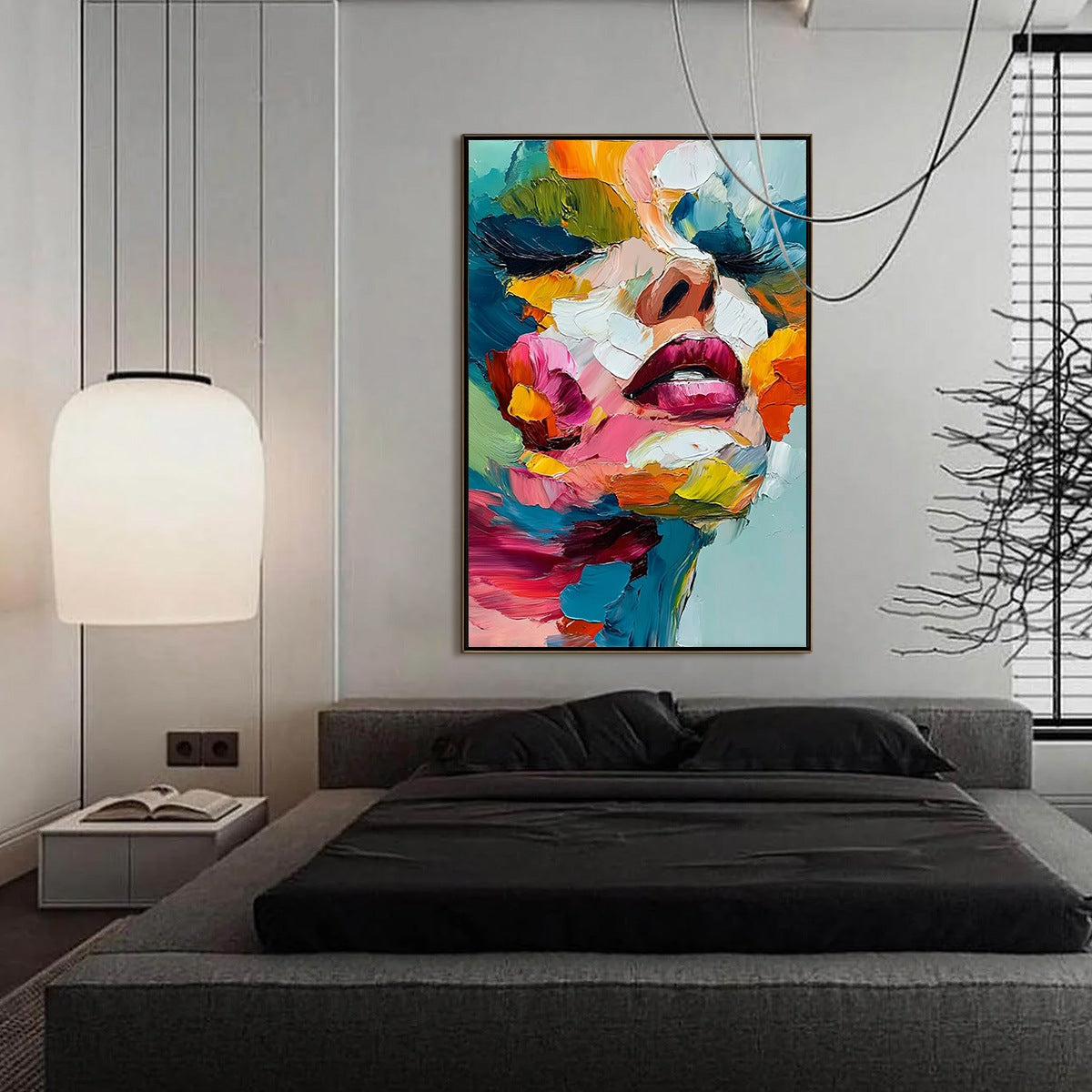 VIBRANT REPOSE: Colorful Abstract Portrait Impasto Oil Painting