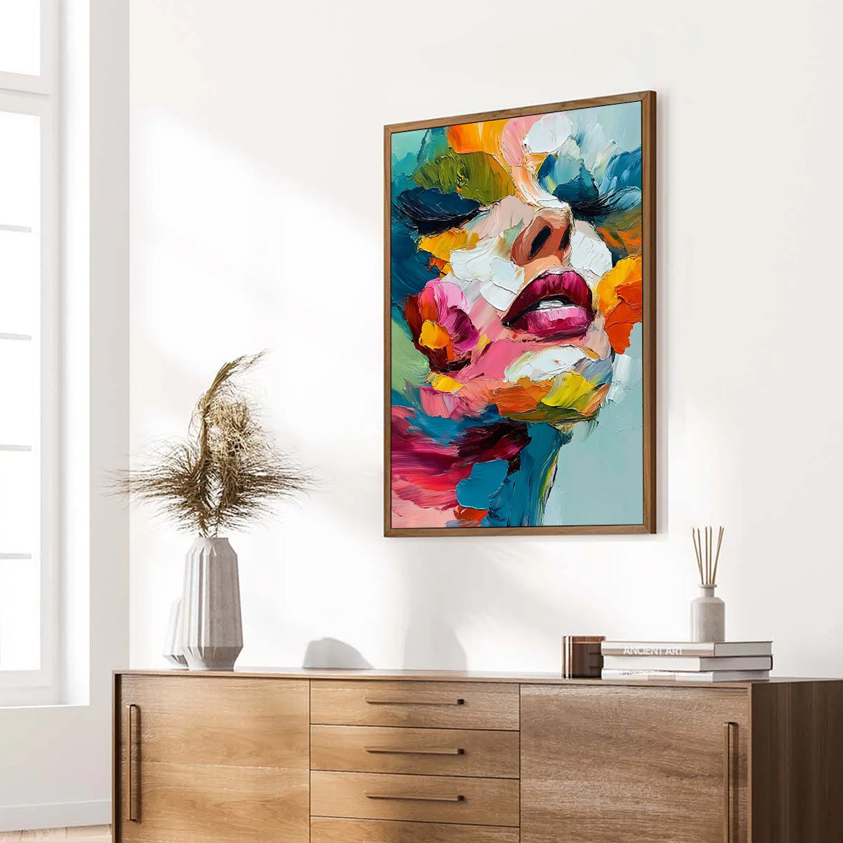 VIBRANT REPOSE: Colorful Abstract Portrait Impasto Oil Painting