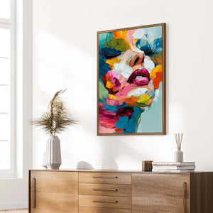 VIBRANT REPOSE: Colorful Abstract Portrait Impasto Oil Painting